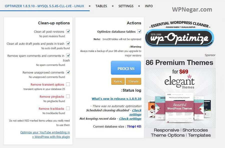 افزونه wp optimize بهینه سازی دیتابیس وردپرس